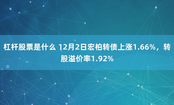 杠杆股票是什么 12月2日宏柏转债上涨1.66%，转股溢价率1.92%