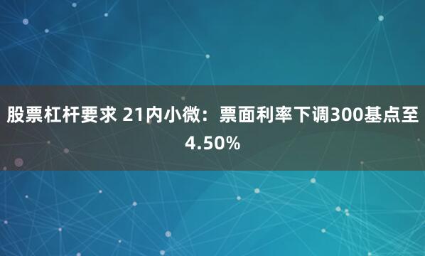 股票杠杆要求 21内小微：票面利率下调300基点至4.50%
