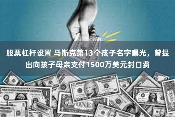 股票杠杆设置 马斯克第13个孩子名字曝光，曾提出向孩子母亲支付1500万美元封口费