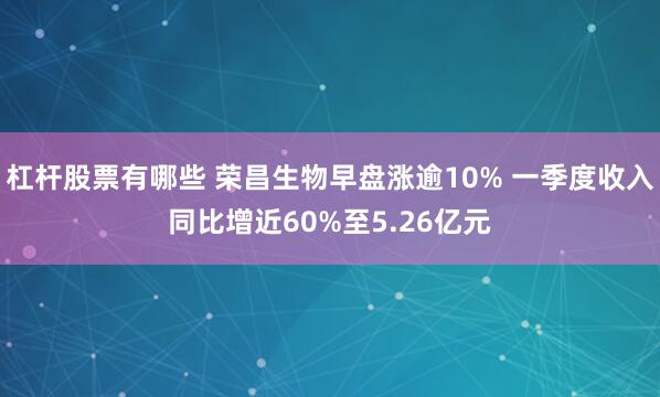 杠杆股票有哪些 荣昌生物早盘涨逾10% 一季度收入同比增近60%至5.26亿元