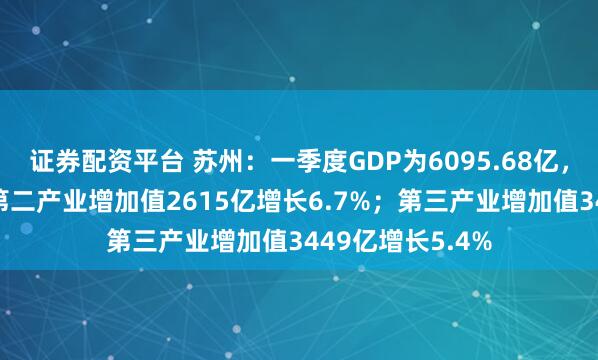 证券配资平台 苏州：一季度GDP为6095.68亿，同比增长6%，第二产业增加值2615亿增长6.7%；第三产业增加值3449亿增长5.4%