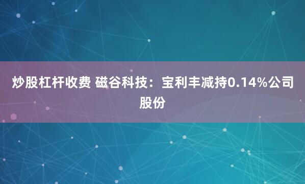炒股杠杆收费 磁谷科技：宝利丰减持0.14%公司股份